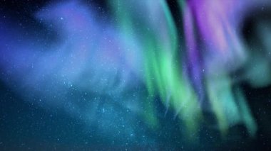 Aurora Yeşil Mor ve Samanyolu Galaksi Döngüsü