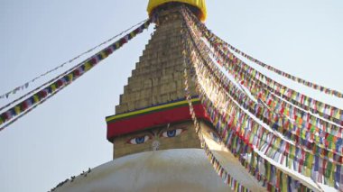 Nepal Boudhanath Stupa Telephoto Yavaş Hareket Dengeleyici L Budist Tapınağı Dünya Mirası Bölgesi Katmandu Vadisi