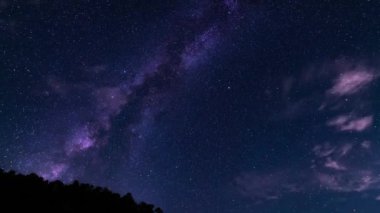 Samanyolu Galaksisi ve Bulutları Batı Gökyüzü Los Padres Ormanı 'nın üstünde Kaliforniya Zaman Hızı Astrofotografı