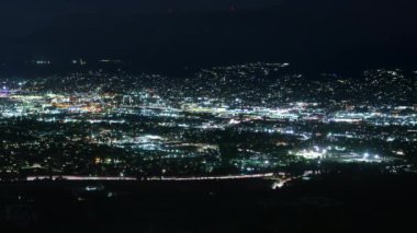 San Fernando Vadisi Gece Şebekesi Panorama Zamanı Hızlandırılmış Burbank Los Angeles ABD