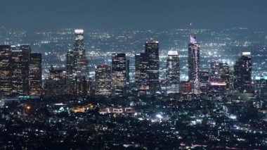 Hollywood Hills Zoom Out California 'dan Los Angeles Downtown Night Cityscape