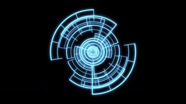 VJ Döngü Çemberi Radyal Geometrik Örnekler Mavi M Canlandırması