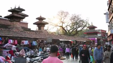 Nepal Basantapur Kathmandu Durbar Meydanı Taleju Bhawani Tapınağı Sunset Stabilizer FWD 60fps Dünya Mirası Alanı