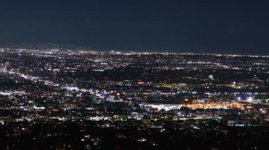 Los Angeles Batı Yakası Gece Ufuk Çizgisi Zaman Süreleri Pan L California ABD