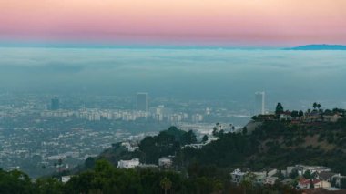 Hollywood Hills California 'dan Los Angeles Günbatımı Sihirli Saat Bulutları Bulutları