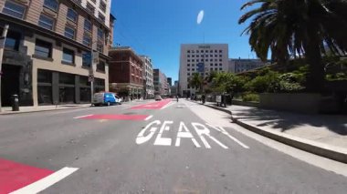 San Francisco Şehir Merkezi Union Meydanı 04 Front View Sürücü Plakası Kaliforniya ABD Ultra Geniş