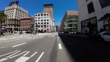 San Francisco Şehir Merkezi Union Meydanı 05 Arka Manzara Sürücü Plakası Kaliforniya ABD Ultra Geniş Geniş