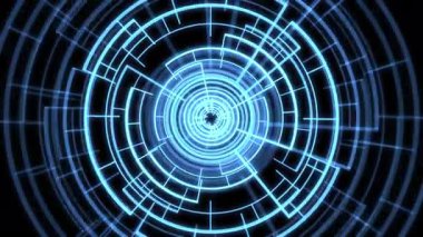 VJ Döngü Çemberi Radyal Geometrik Desenler Mavi Dalgalanma Daha Fazla Canlandırma