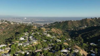 Laurel Kanyonu 'ndan Los Angeles Şehir Merkezi Hava Çekimi Panorama L