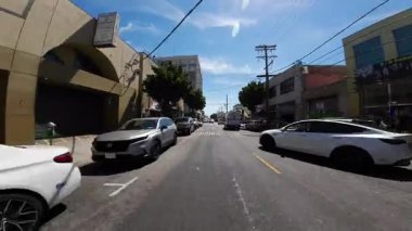 Los Angeles Şehir Merkezi Flower İlçe Duvarı St 02 Ön Manzara Sürücü Plakası Kaliforniya ABD Ultra Geniş Geniş