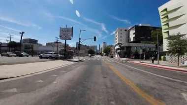 Los Angeles Şehir Merkezi Flower İlçe Duvarı St 02 Arka Manzara Sürücü Plakası Kaliforniya ABD Ultra Geniş Geniş