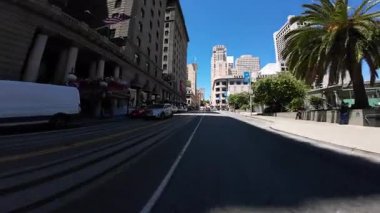 San Francisco şehir merkezi Powell St Northbound 01 Front View Union Square sürücü plakası Kaliforniya