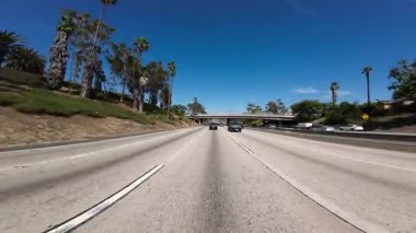 Los Angeles Şehir Merkezi Otoyolu 10 Batı 09 Arka Görünüm Sürücü Plakası Kaliforniya ABD Ultra Geniş Geniş