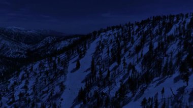 Aydınlık Gece Kayağı Kar Ormanının Hava Çekimini İzliyor İleri Gece Açılış Günü