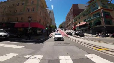 San Francisco şehir merkezi Kaliforniya St Eastbound 03 Arka Manzara Grant Ave sürücü plakası Kaliforniya