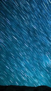 Perseid Meteor Yağmurunun Dikey Çekimi Kanyon Astrofotografı Zamanaşımı 'nda Batı Gökyüzü Yağmuru