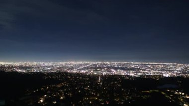 Los Angeles Downtown ve Hollywood City Night Light Grids California USA