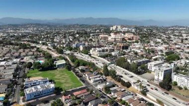 Los Angeles Panorama Pan R Boyle Heights Hava Çekimi Kuzey Kaliforniya 'dan ABD' ye