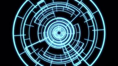 VJ Döngü Çemberi Radyal Geometrik Desenler Mavi XL Canlandırması