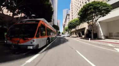 Los Angeles şehir merkezi Grand Ave Southbound 07 Arka Manzara Wilshire Bulvarı sürücü plakası ABD Ultra Geniş