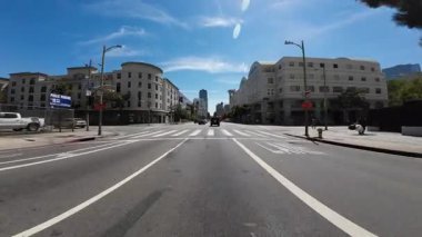 Los Angeles şehir merkezi Grand Ave Southbound 09 Front View 9. cadde sürücü plakası Kaliforniya Ultra Wide