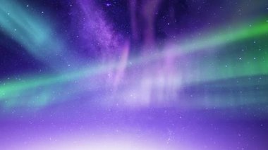 Aurora ve Samanyolu Galaksisi Gece Mutluluğu Döngüsü