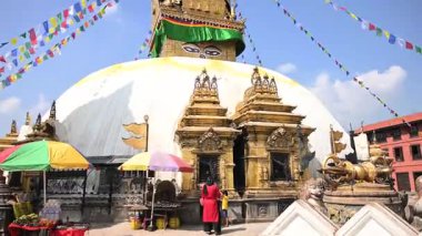 Nepal Swambhu Stupa Sabitleyici İleri 60 fps Dünya Mirası Alanı Kathmandu Vadisi