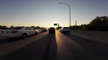 Sacramento Otoyolu 50 Batı 07 Ön Görüş Günbatımı Sürücü Plakası Kaliforniya ABD Ultra Geniş Geniş