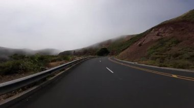 San Francisco Marin Burnu Conzelman Yolu 03 Arka Görüş Sürüş Plakası Kaliforniya ABD Ultra Geniş