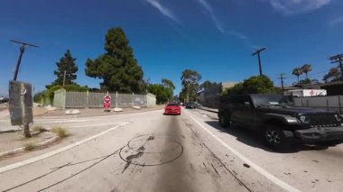 Los Angeles Otoyolu 10 Batı çıkışı La Cienega Bulvarı 02 Arka Manzara Sürücü Plakası Kaliforniya ABD Ultra Geniş