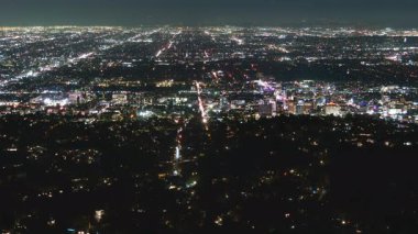 Los Angeles ve Hollywood City Night Light Grids California ABD