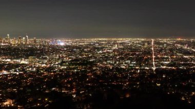 Los Angeles Panorama Gece Şebekesi Griffith Park Zaman aşımı Pan R California ABD