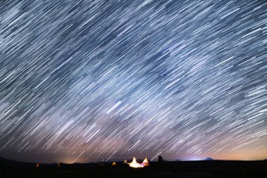 Samanyolu Galaksisinin Yıldız İzleri Güneydoğu Gökyüzünde 35 mm 'lik Mojave Çölü' nde yükseliyor. Kaliforniya 'da Astrofotoğrafçılık.