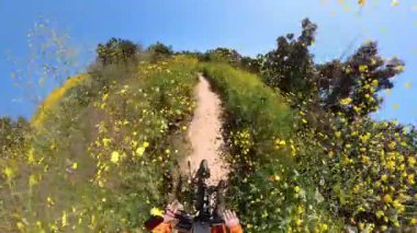 Kenneth Hahn Park Super Bloom at Trail Cycling POV 02 Los Angeles California ABD