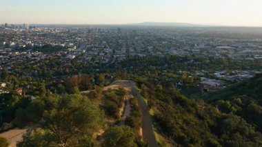 Los Angeles Günbatımı Panorama Şehir Manzarası Griffith Park Zaman Süreleri Kalkışı Kaliforniya ABD