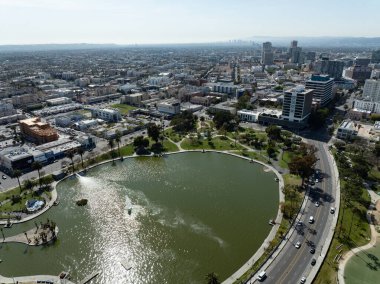 Los Angeles MacArthur Park Wilshire Bulvarı Batı Havacılık Çekimi