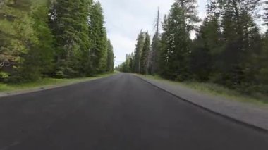 Oregon Bulutlu Orman Yolu 03 Ön Manzara Klamath Şelalesi Sürücü plakası Oregon ABD Ultra Geniş Geniş