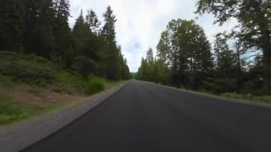Oregon Bulutlu Orman Yolu 03 Arka Görünüm Klamath Şelalesi Sürücü plakası Oregon ABD Ultra Geniş Geniş