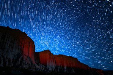 Starry Sky Polaris North Star Star Trails at 24mm Astrophotography Night Sky in California USA