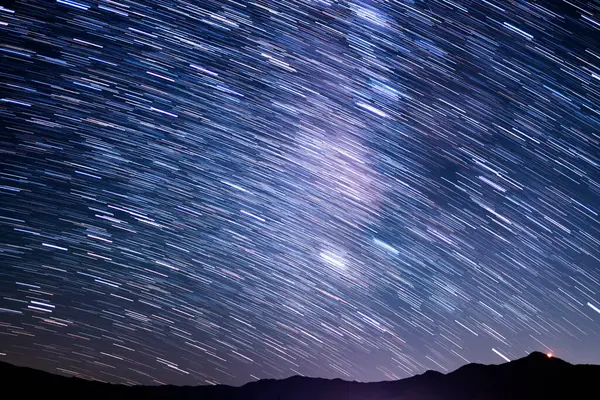 Star Trails of Milky Way Galaxy at 50mm in South Sky Above Sierra Nevada Mountains Astrophotography in California USA