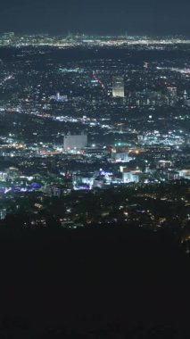 Hollywood İşareti ABD 'den Los Angeles ve Hollywood Dikey Atış Gecesi Şehir Zaman Dönemi