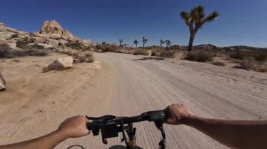 Joshua Tree Ulusal Parkı Dağ Bisiklet Çekimi Gizli Vadi Toprak Yolu 1 Mojave Çölü Kaliforniya ABD