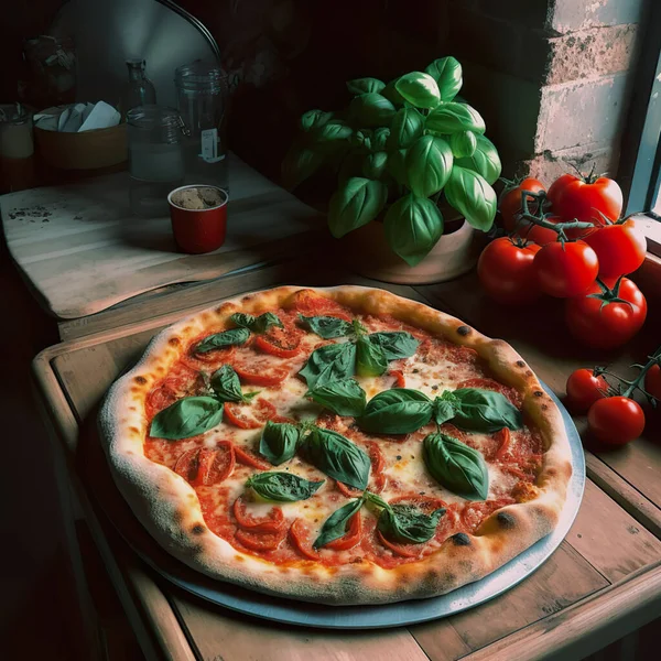 Fresh Homemade Italian Pizza Margherita Buffalo Mozzarella Basil High Quality Royalty Free Stock Images
