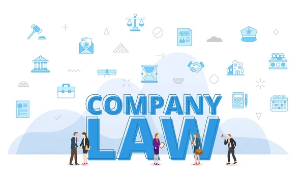 Company Law Concept Big Words People Surrounded Related Icon Spreading — Stock Vector
