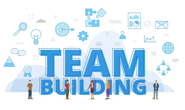 Team Building People Business Concept Big Words People Surrounded Related — Wektor stockowy