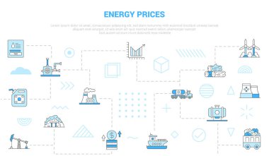 İkonan enerji fiyatları konsepti modern mavi renk biçimi illüstrasyonlu şablon pankartı