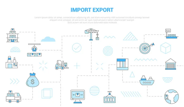Concept Importation Exportation Avec Icône Ensemble Bannière Modèle Avec Illustration — Image vectorielle