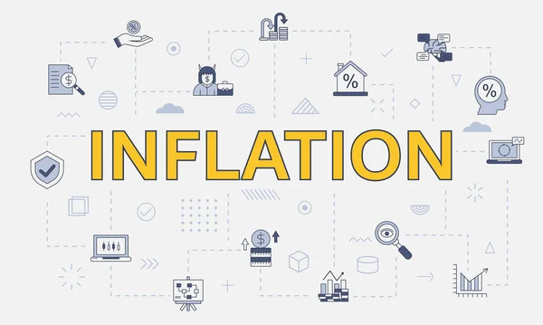 Concept Inflation Avec Icône Sertie Gros Mot Texte Sur Illustration — Image vectorielle