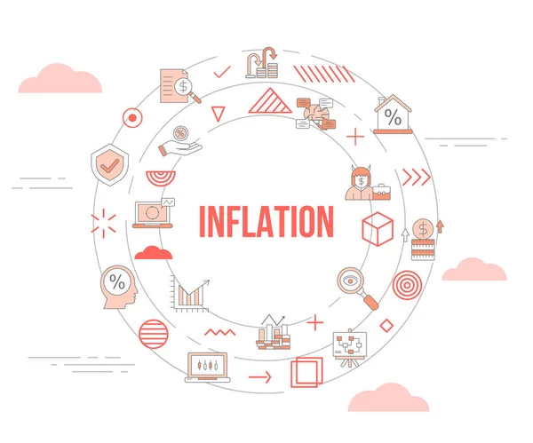 Concept Inflation Avec Icône Ensemble Modèle Bannière Cercle Forme Ronde — Image vectorielle