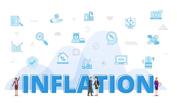 Concept Inflation Avec Grands Mots Les Gens Entourés Par Icône — Image vectorielle